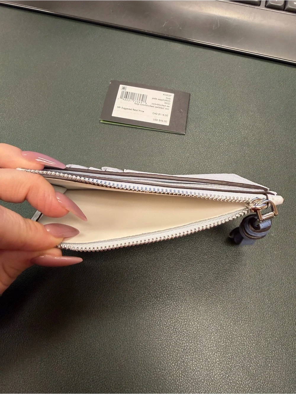 Kate Spade Pebbled Leather wallet in Pale Blue
